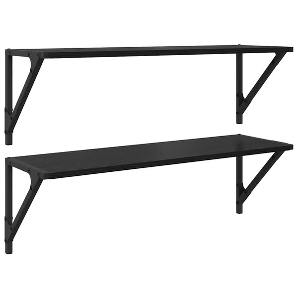 vidaXL Prateleiras de Parede 2 pcs Carvalho Preto 80 x 25 x 25,5 cm