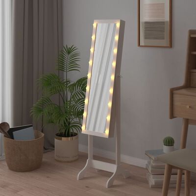 vidaXL Espelho de pé com luzes LED 34x37x146 cm branco