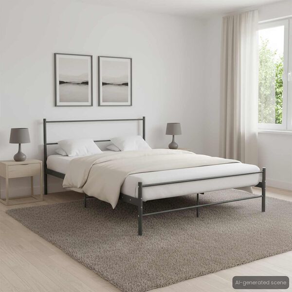 vidaXL Estrutura de cama metal 160x200 cm cinzento