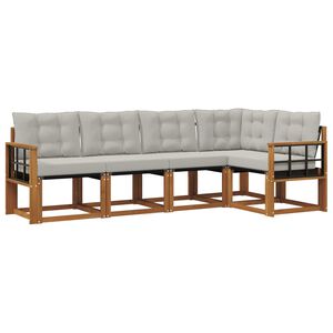 vidaXL Conjunto de Sof&aacute;s para Exterior 5 unid. Cinza Natural e Claro
