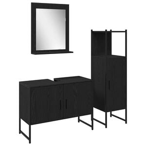 vidaXL Conjunto de M&oacute;veis para Banheiro 3 unid. Preto