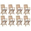 vidaXL Cadeiras de exterior dobr&aacute;veis c/ almofad&otilde;es 8pcs ac&aacute;cia maci&ccedil;a