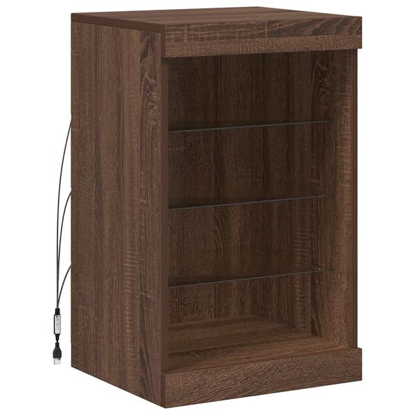 vidaXL Aparador com luzes LED 41x37x67 cm carvalho castanho