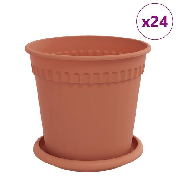 vidaXL Vasos de Plantas 24 pcs Vermelho Tijolo &Oslash; 17 x 14 cm Pl&aacute;stico