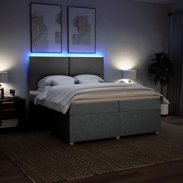 vidaXL Cama com molas/colch&atilde;o 200x200 cm tecido cinza-claro