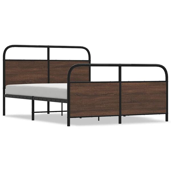 vidaXL Estrutura de cama sem colchão 137x190cm metal carvalho castanho