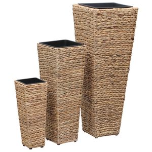 vidaXL Vasos/floreiras 3 pcs jacinto de &aacute;gua castanho