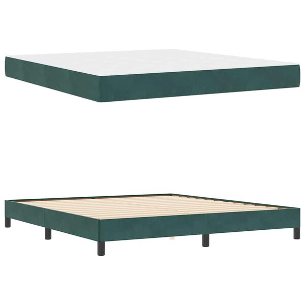 vidaXL Cama Box com colch&atilde;o Verde Escuro 180 x 210 cm tecido