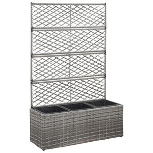vidaXL Floreira com treli&ccedil;a e 3 vasos 83x30x130 cm vime PE cinzento