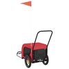 vidaXL Reboque bicicleta p/ animais tecido oxford/ferro vermelho/preto