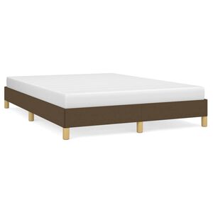 vidaXL Estrutura de cama sem colch&atilde;o 140x200 cm tecido castanho-escuro