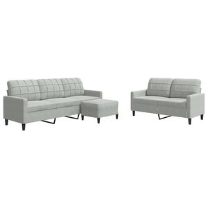 vidaXL 3 pcs conjunto de sof&aacute;s com almofad&otilde;es veludo cinzento-claro