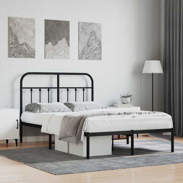 vidaXL Estrutura de cama com cabeceira 120x190 cm metal preto