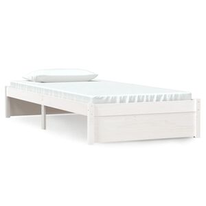 vidaXL Estrutura de cama solteiro 90x190 cm madeira maci&ccedil;a branco