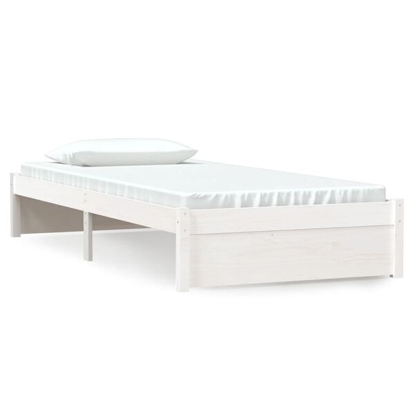 vidaXL Estrutura de cama solteiro 90x190 cm madeira maci&ccedil;a branco