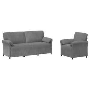 vidaXL Conjunto de Sof&aacute;s 2 unid. Cinzento-Escuro Veludo
