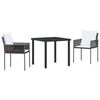 vidaXL Conjunto de Jantar para Jardim 3 unid. Marrom e Preto