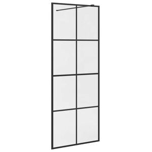 vidaXL Divis&oacute;ria de chuveiro 80x195 cm vidro transparente ESG preto