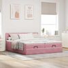 moldura de cama otomana vidaXL com colch&atilde;o rosa 200x200cm Veludo