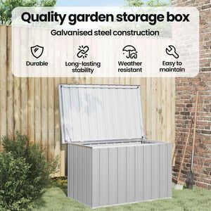 vidaXL Caixa de arruma&ccedil;&atilde;o para jardim 109x67x65 cm cinzento