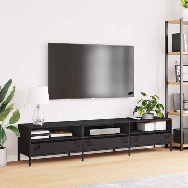 vidaXL M&oacute;vel de TV 202x39x43,5 cm a&ccedil;o laminado a frio preto