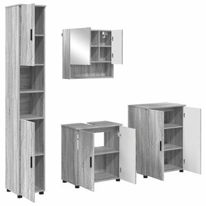 vidaXL Conjunto de M&oacute;veis para Banheiro 4 unid. Cinza Sonoma