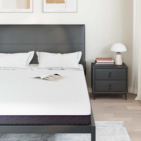 vidaXL Colch&atilde;o Branco e Cinza 140 x 190 cm Tecido Jacquard