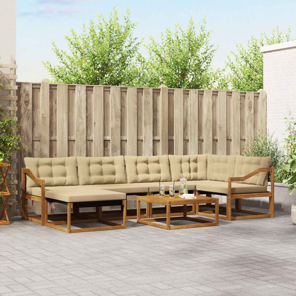 vidaXL Conjunto de Sof&aacute;s para Exterior 19 pcs Natural e Bege