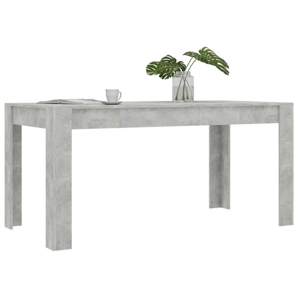 vidaXL Mesa de jantar 160x80x76 cm contraplacado cinzento cimento