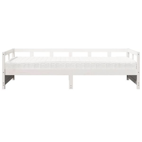 vidaXL Sof&aacute;-cama com colch&atilde;o 90x200 cm madeira de pinho maci&ccedil;a branco