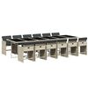 vidaXL 13 pcs conj. jantar jardim c/ almofad&otilde;es vime PE cinzento-claro