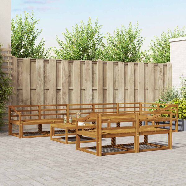 vidaXL Conjunto de Sof&aacute;s para Exterior 9 pcs Natural