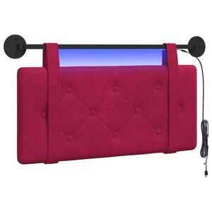 vidaXL Cabeceira suspensa Com luz LED Vinho Vermelho Veludo