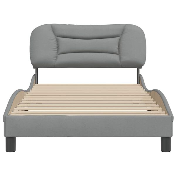 vidaXL Estrutura de cama sem colch&atilde;o Hvar 100x200 cm tecido cinzento-claro