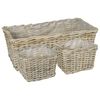 vidaXL Cesta de Plantas GENDT 3 unid. Cinza Natural Rattan Kubu