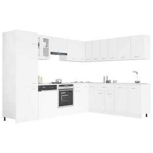 vidaXL 14 pcs conjunto arm&aacute;rios de cozinha derivados de madeira Lyon branco