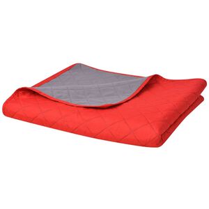 vidaXL Colcha dupla face acolchoada 170x210 cm vermelho e cinzento