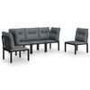 vidaXL 5 pcs conjunto lounge de jardim vime PE preto/cinzento