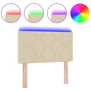 vidaXL Cabeceira com luzes de tira LED Ajust&aacute;vel Creme 80 cm tecido