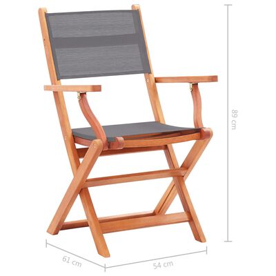 vidaXL Cadeiras jardim dobráveis 2pcs eucalipto maciço/textilene cinza