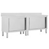 vidaXL Mesas trabalho c/ portas correr 2pcs 200x50x(95-97)cm a&ccedil;o inox.