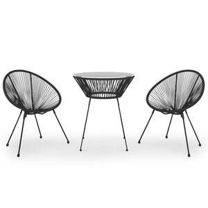 vidaXL 3 pcs conjunto de jantar para jardim preto