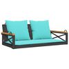 vidaXL Banco baloi&ccedil;o com almofad&otilde;es 109x62x40 cm vime PE preto