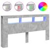 vidaXL Cabeceira c/ LEDs 200x18,5x103,5cm deriv. madeira cinza cimento