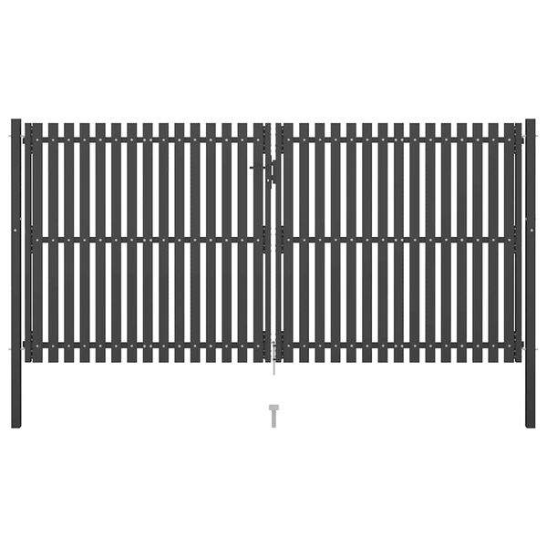 vidaXL Port&atilde;o de cerca de jardim em a&ccedil;o 400x175 cm antracite