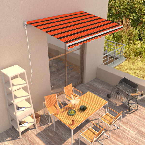 vidaXL Toldo retrátil manual 350x250 cm laranja e castanho