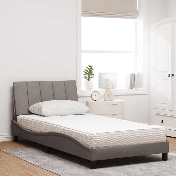 vidaXL Cama com colch&atilde;o Hanko 100x200 cm tecido cinzento-acastanhado