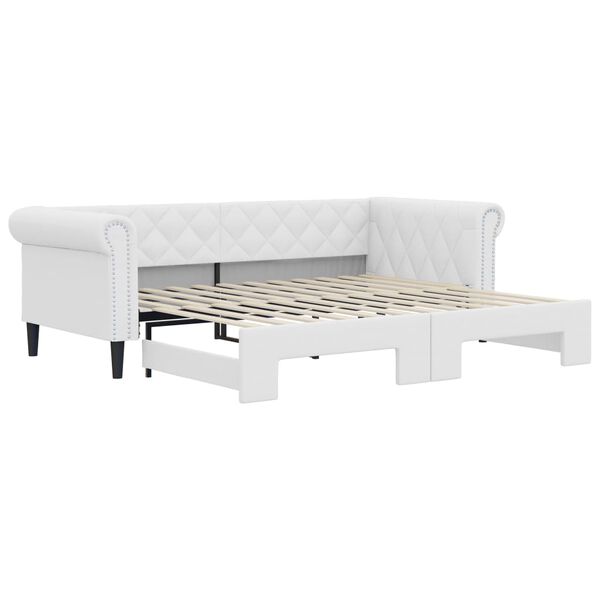 vidaXL Sof&aacute;-cama com gavet&atilde;o 90x200 cm couro artificial branco