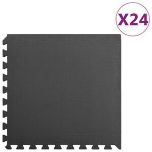 vidaXL Tapetes de ch&atilde;o 24 pcs 8,64 ㎡ espuma de EVA preto