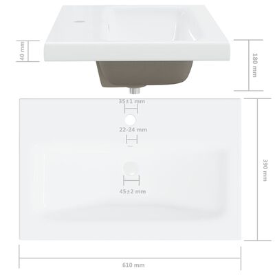 vidaXL Armário de lavatório c/ lavatório embutido contraplacado branco